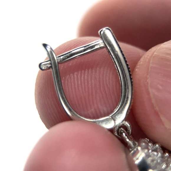 Blue Topaz 2.60ct Platinum Finish Solid 925 Sterling Silver Earrings - Picture 7 of 7